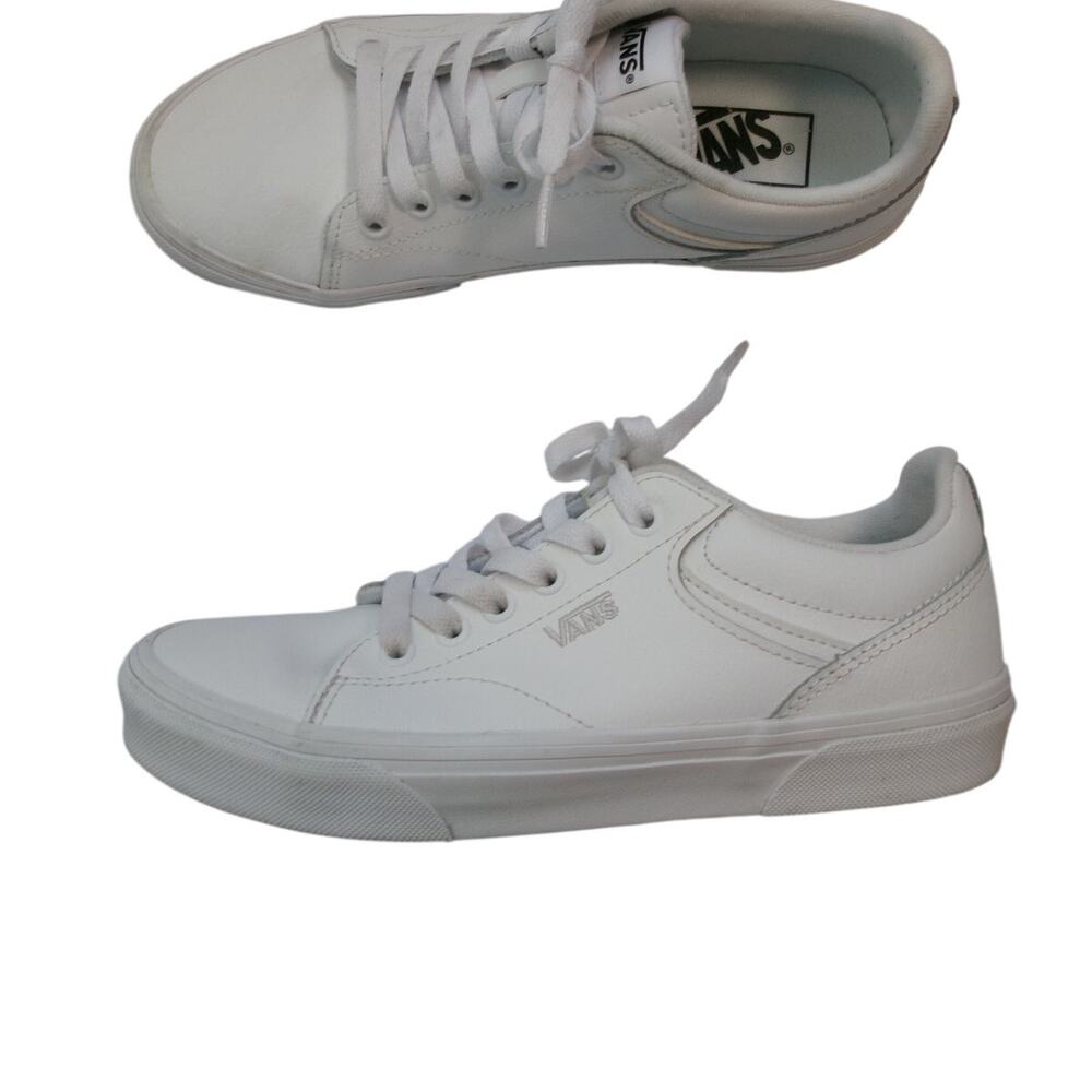 Vans Seldan White Leather Low Top Sneakers Women's Size 7.5